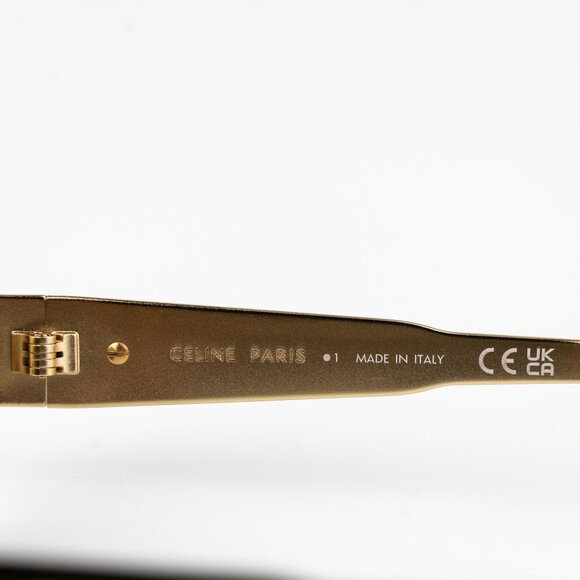 Celine TRIOMPHE Men Sunglasses Gold Green Oval CL40235U 30N NEW AUTHENTIC - Picture 9 of 15